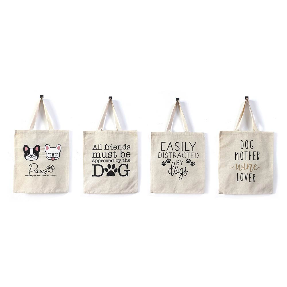 Dog Lover Message Printed Shoulder Tote Bag