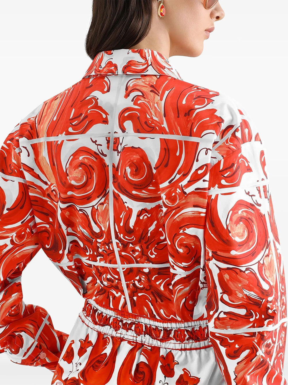 Dolce & Gabbana Women Camicia In Popeline Stampa Maiolica