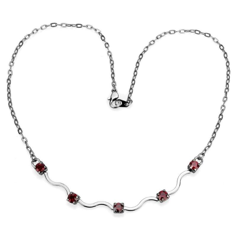 Ruthenium White Metal Necklace with AAA Grade CZ in Siam