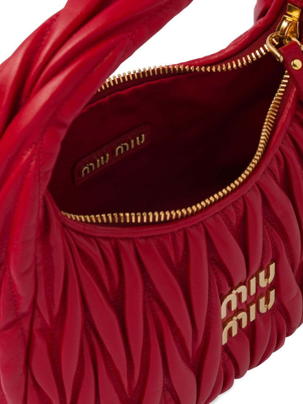 Miu Miu Women Wander Matelassé Nappa Leather Small Hobo Bag