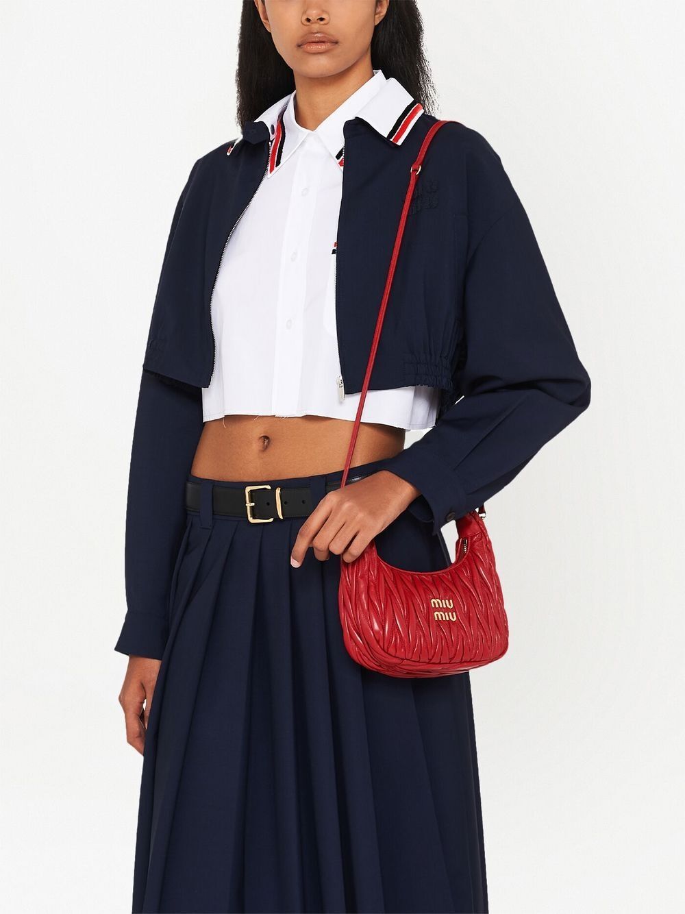 Miu Miu Women Wander Matelassé Nappa Leather Small Hobo Bag