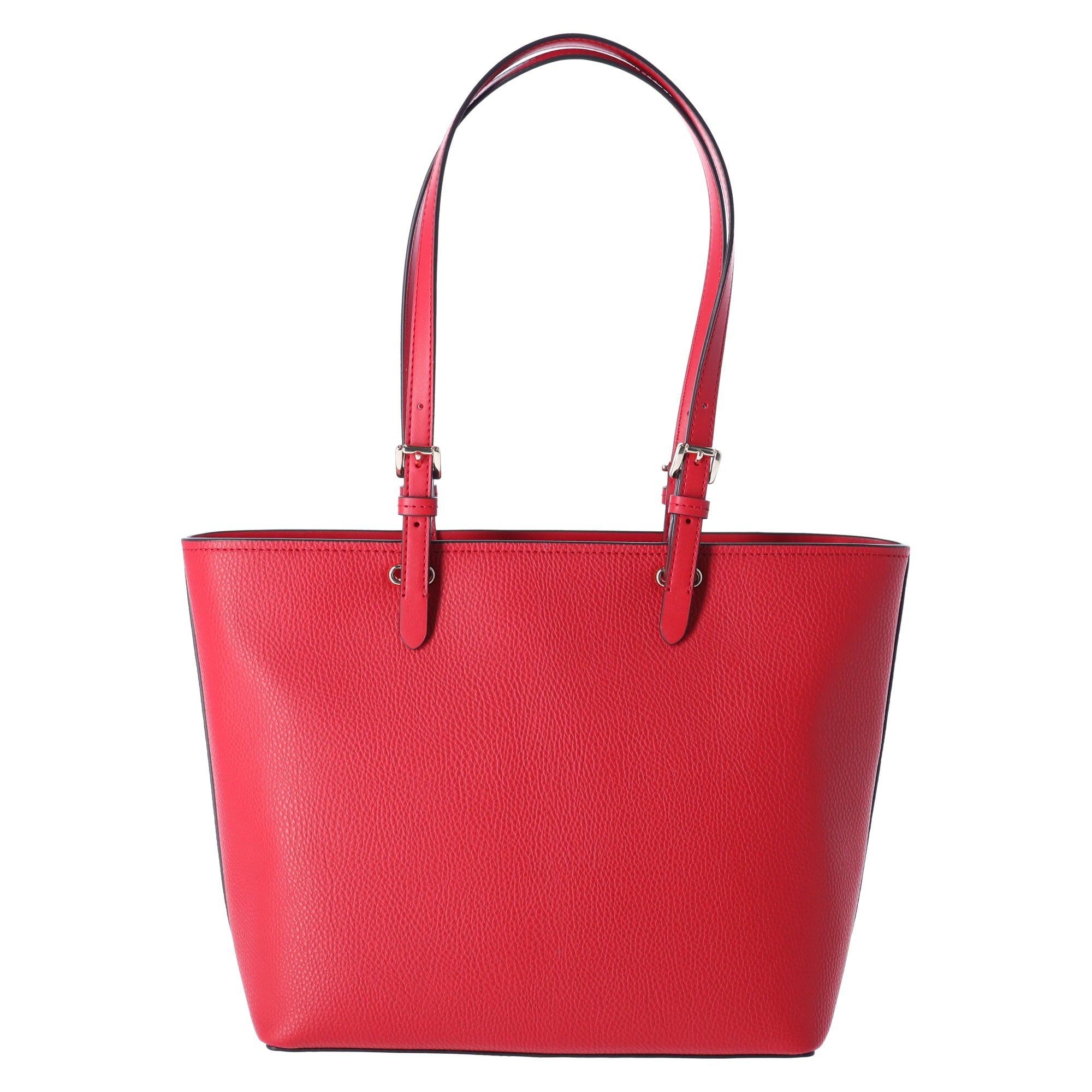 Michael Kors Jet Set Travel Medium Double Pocket Tote Vegan Leather Bright Red