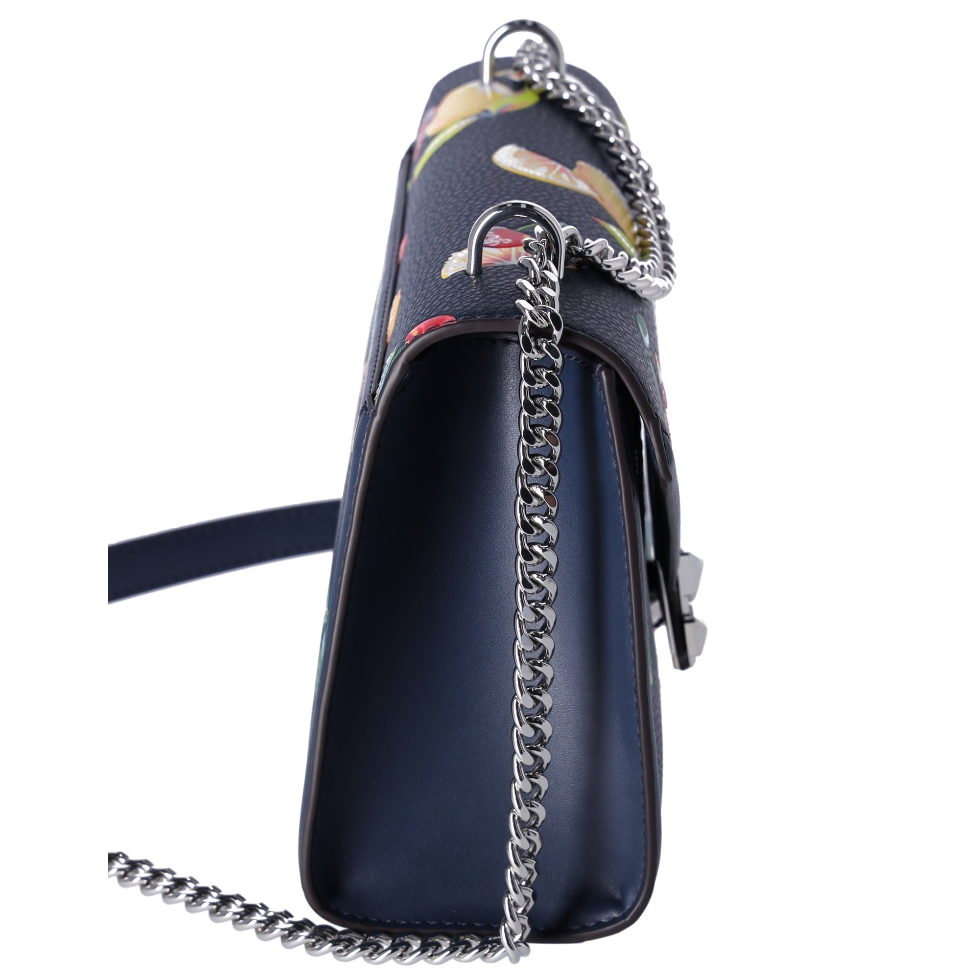 Michael Kors Whitney Medium Flap Shoulder Bag Fruit Print Navy Multi