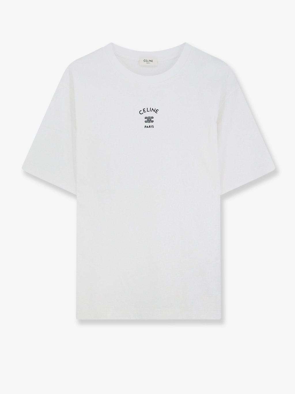 Celine Women Cotton Blend T-Shirt With Front Logo Print