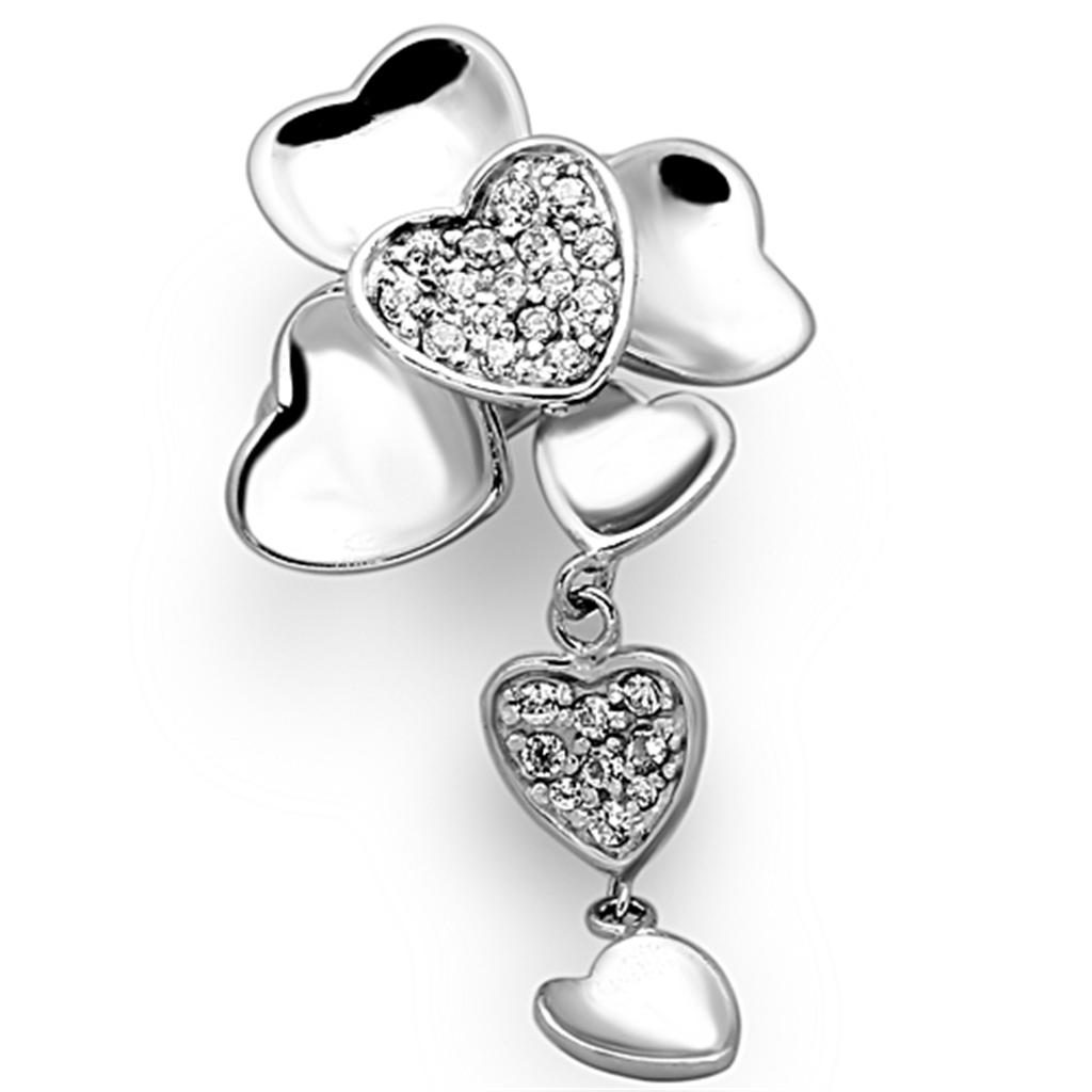 Rhodium 925 Sterling Silver Ring with AAA Grade CZ in Clear