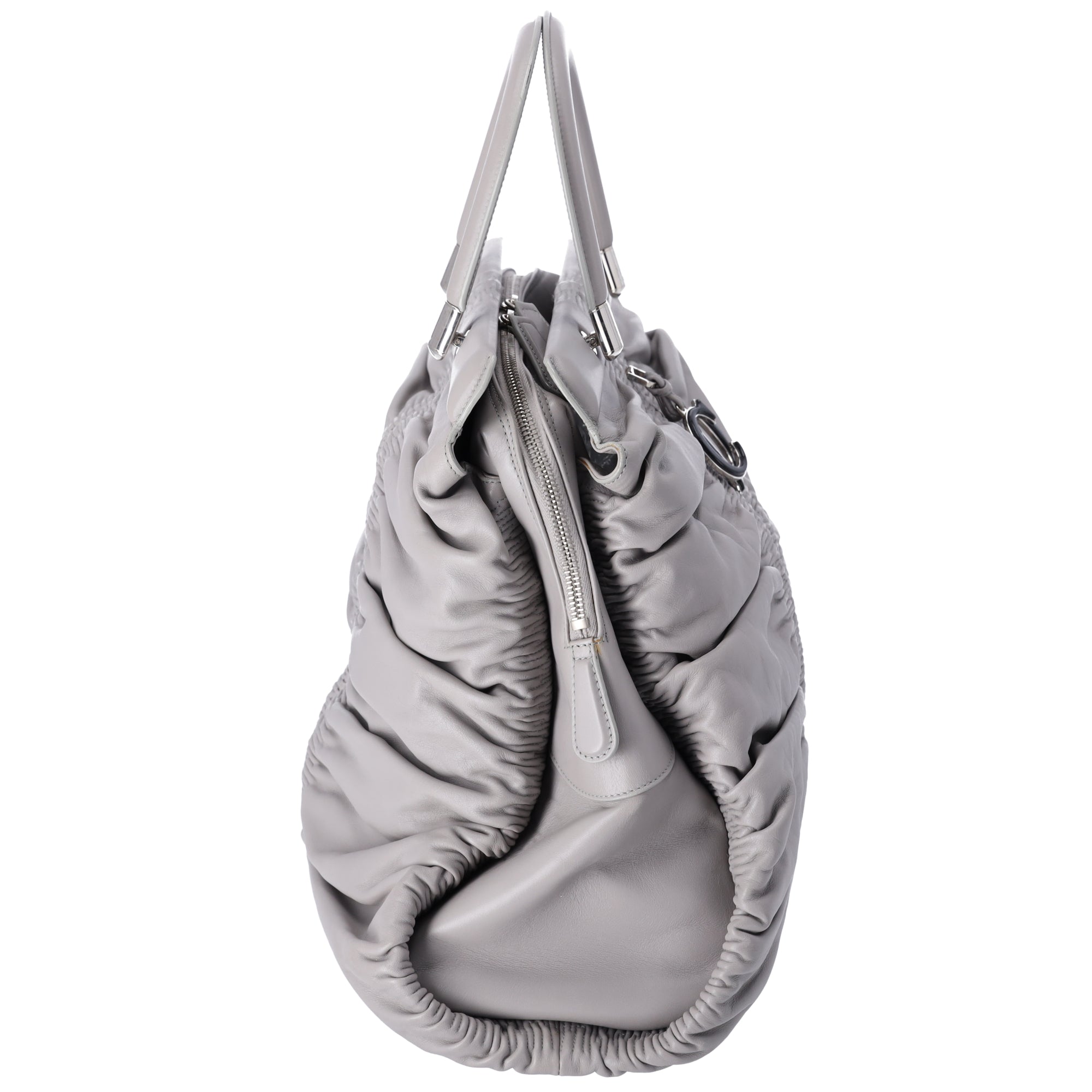 Christian Dior Karenina Handbag North South Tote Gray Leather