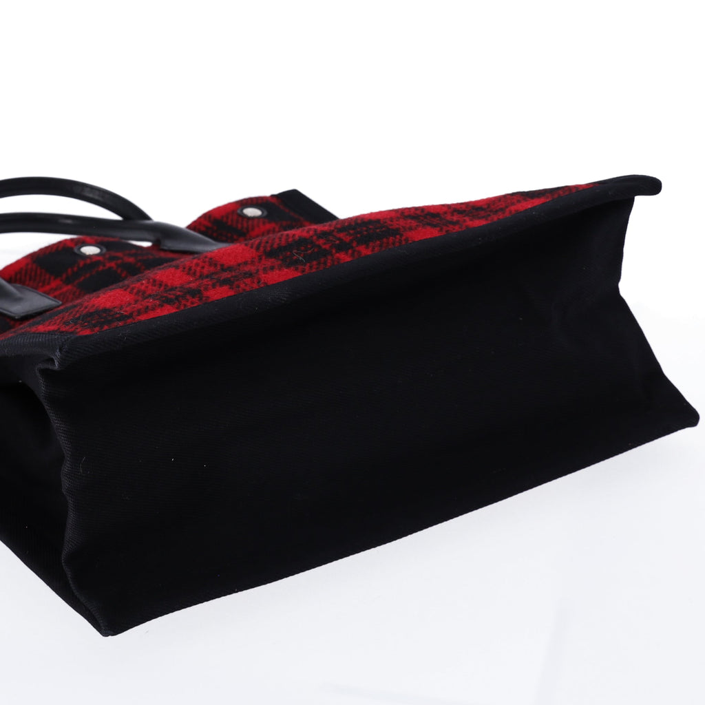 SAINT LAURENT PARIS NS Rive Gauche Tote Bag 632539 Black Red Wool