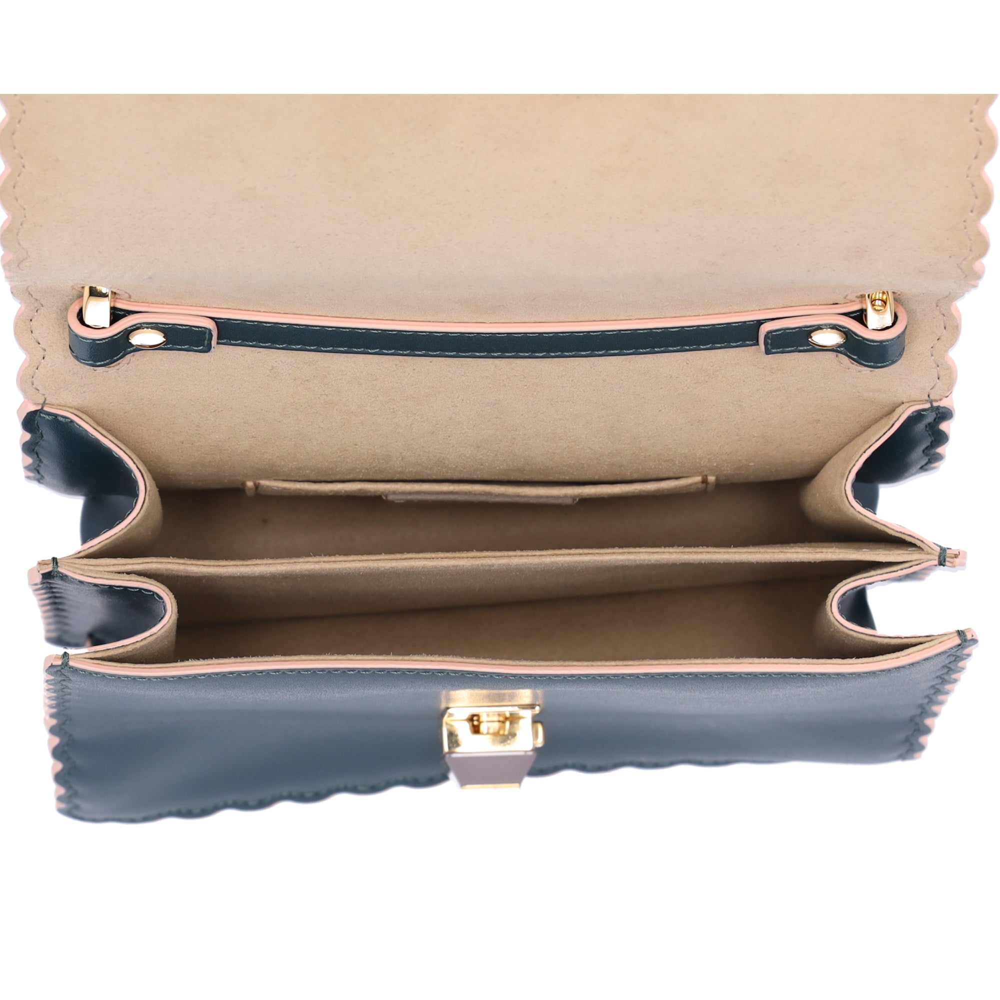FENDI Mini Kan I Shoulder Bag 8M0381-A18Q Green Leather
