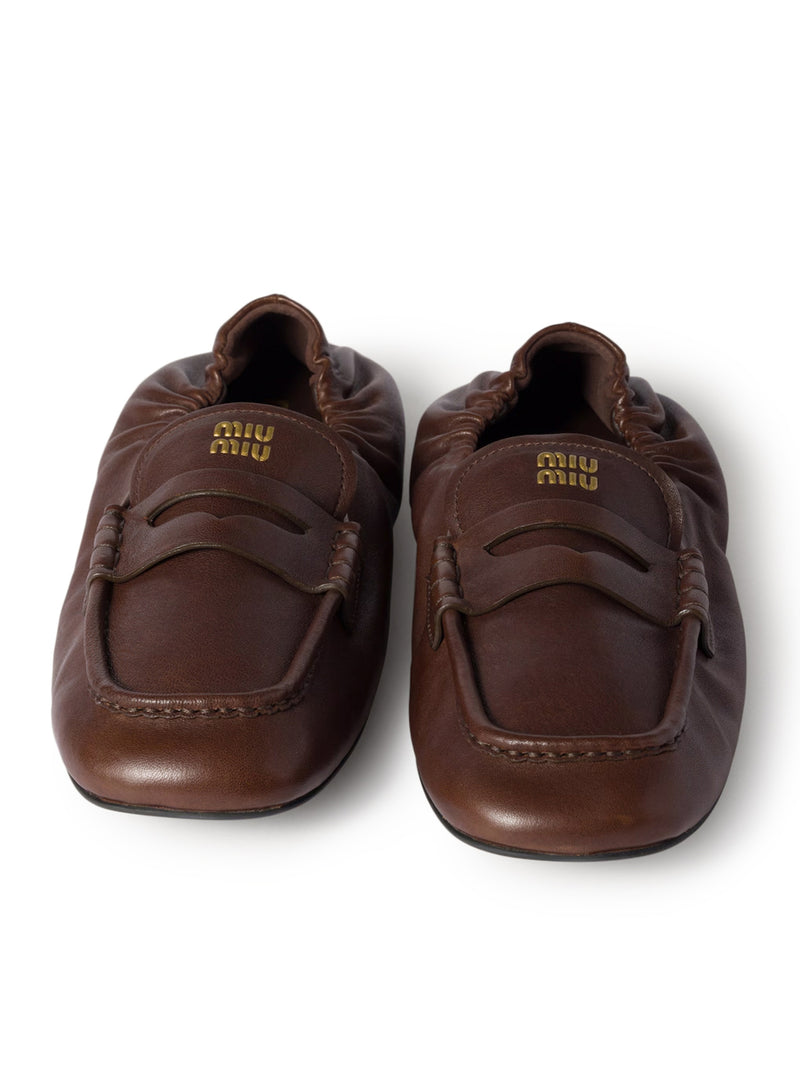 Miu Miu Women Nappa Leather Ruffled Loafers