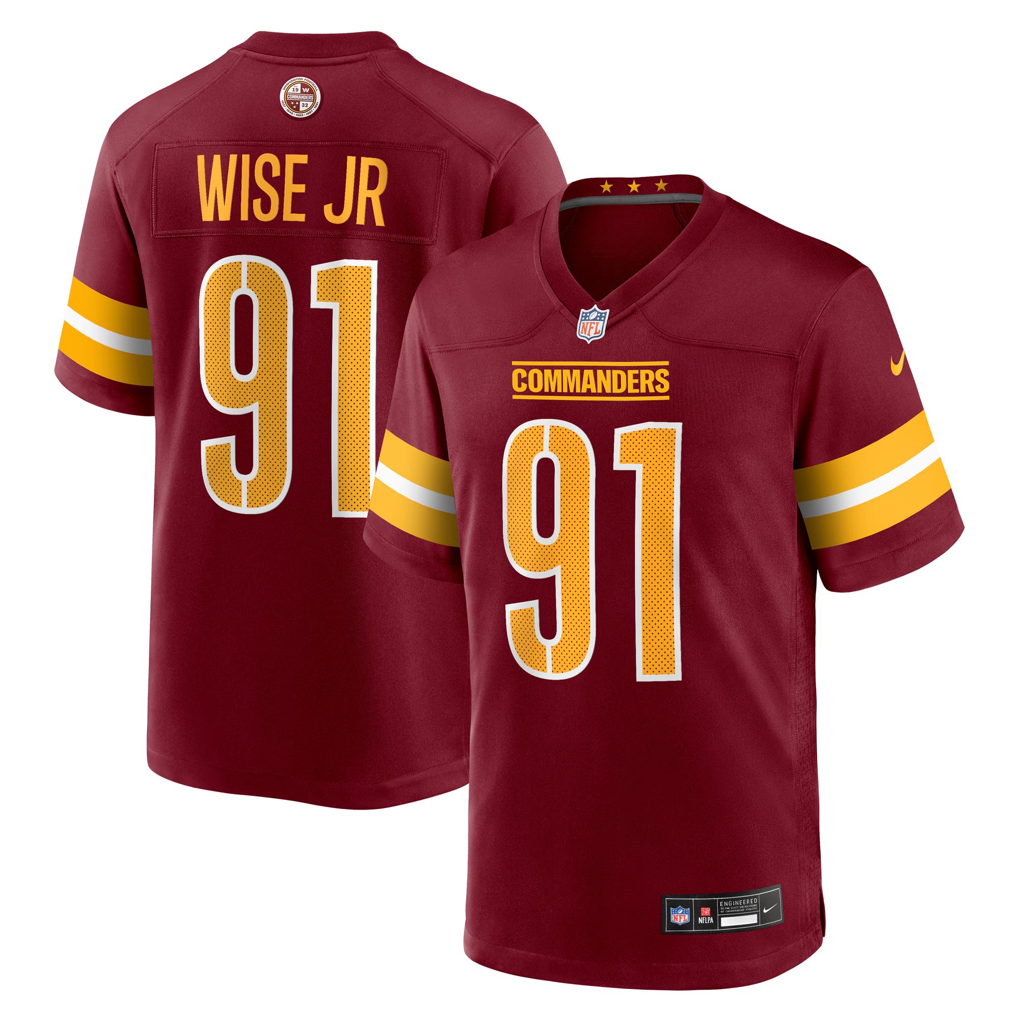 Washington Commanders Deatrich Wise Jr. Burgundy Team Game Jersey