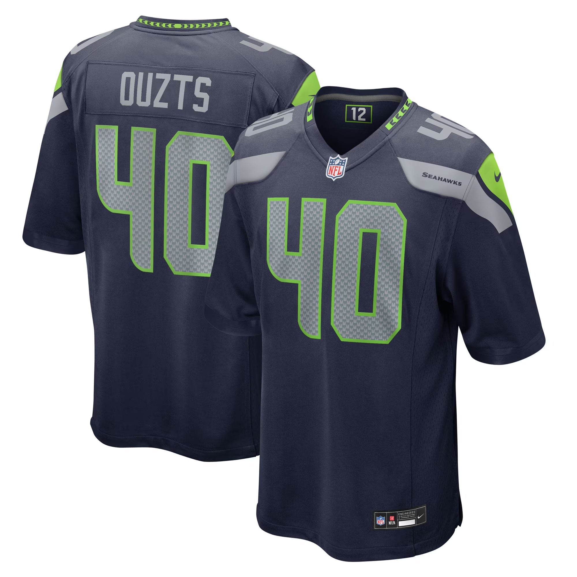 Seattle Seahawks Robbie Ouzts College Navy Team Game Jersey