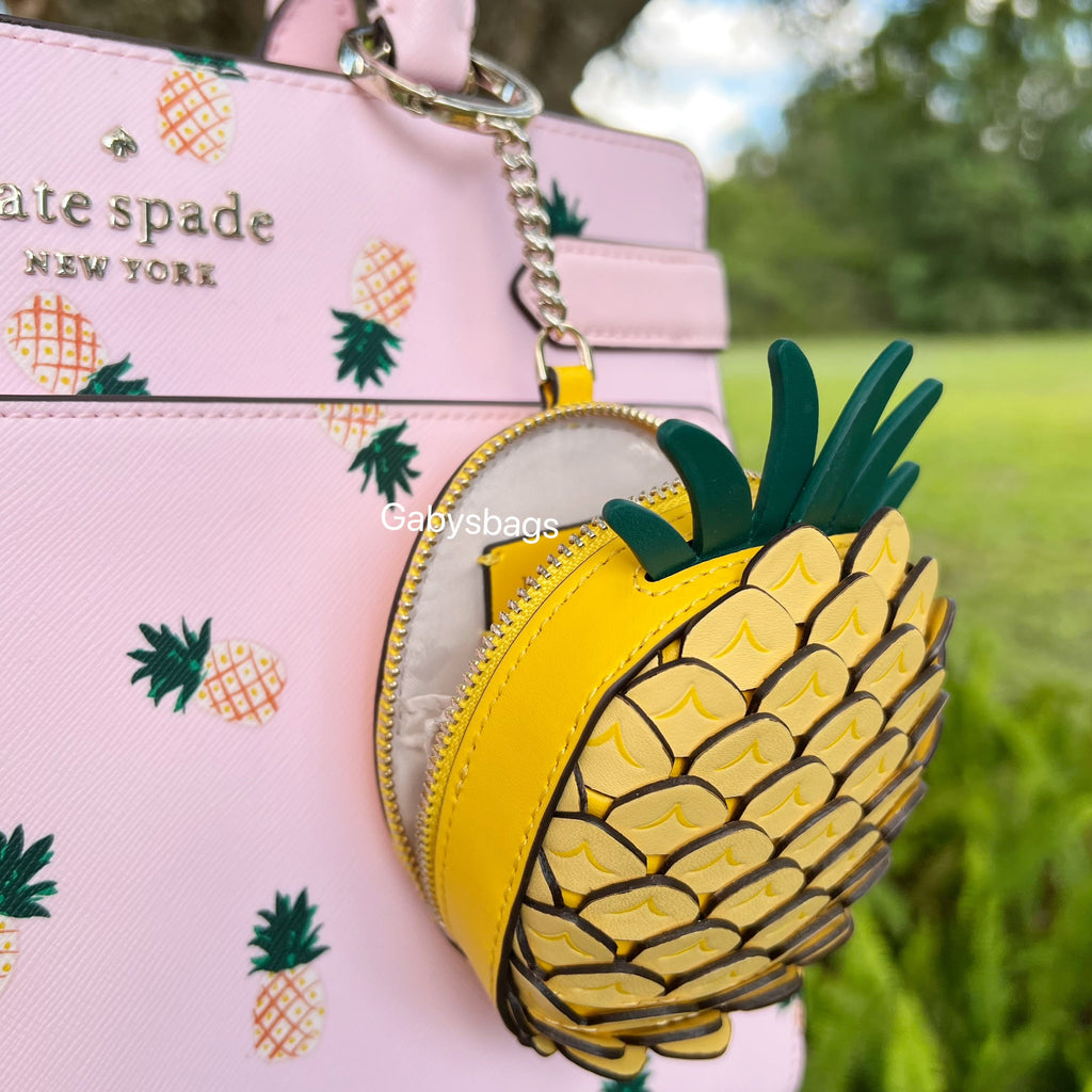 Kate Spade Colada Pineapple Novelty Coin Purse Wallet Keychain Limited Edition