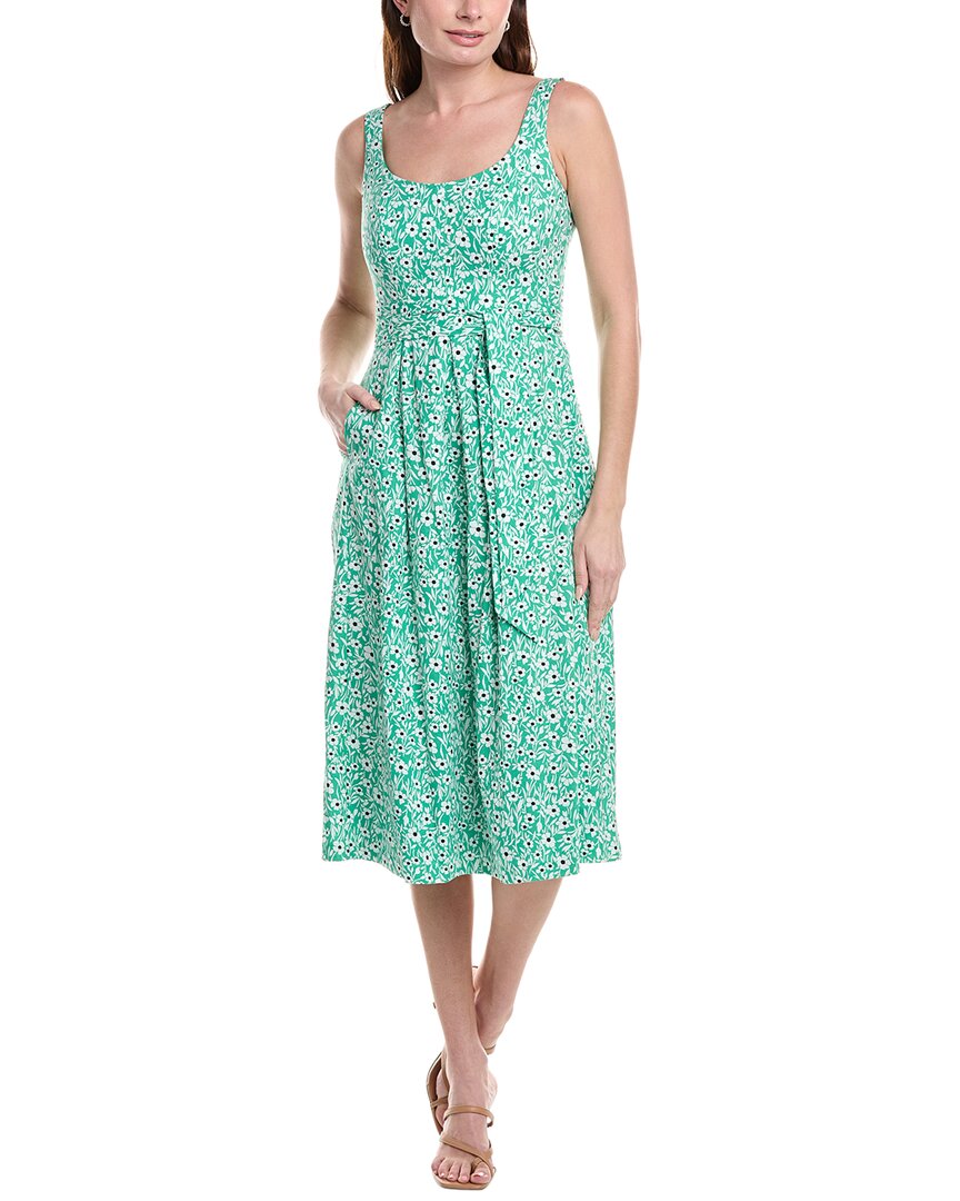 Anne Klein Petite Topstitch Linen-Blend Midi Dress