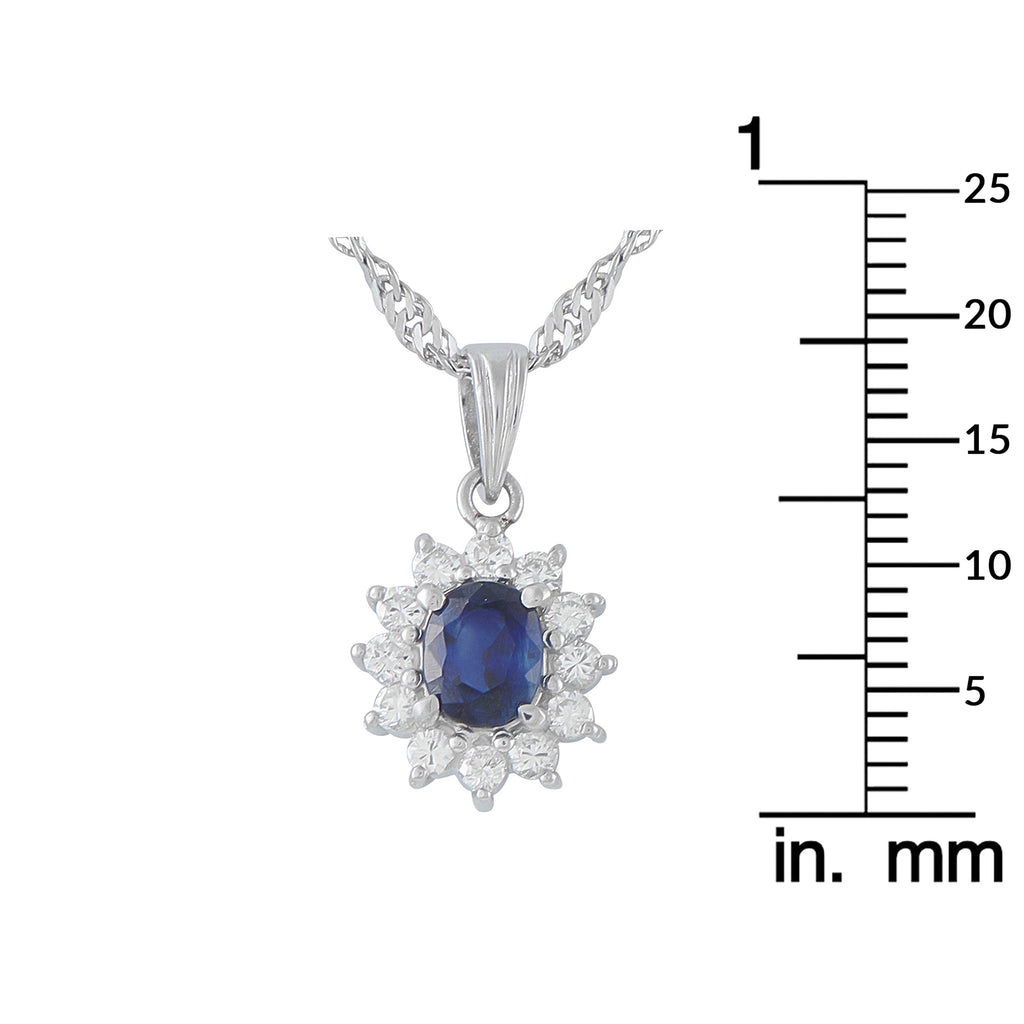 LB Exclusive Platinum 0.39ct Diamond and Sapphire Pendant Necklace MF11-041326