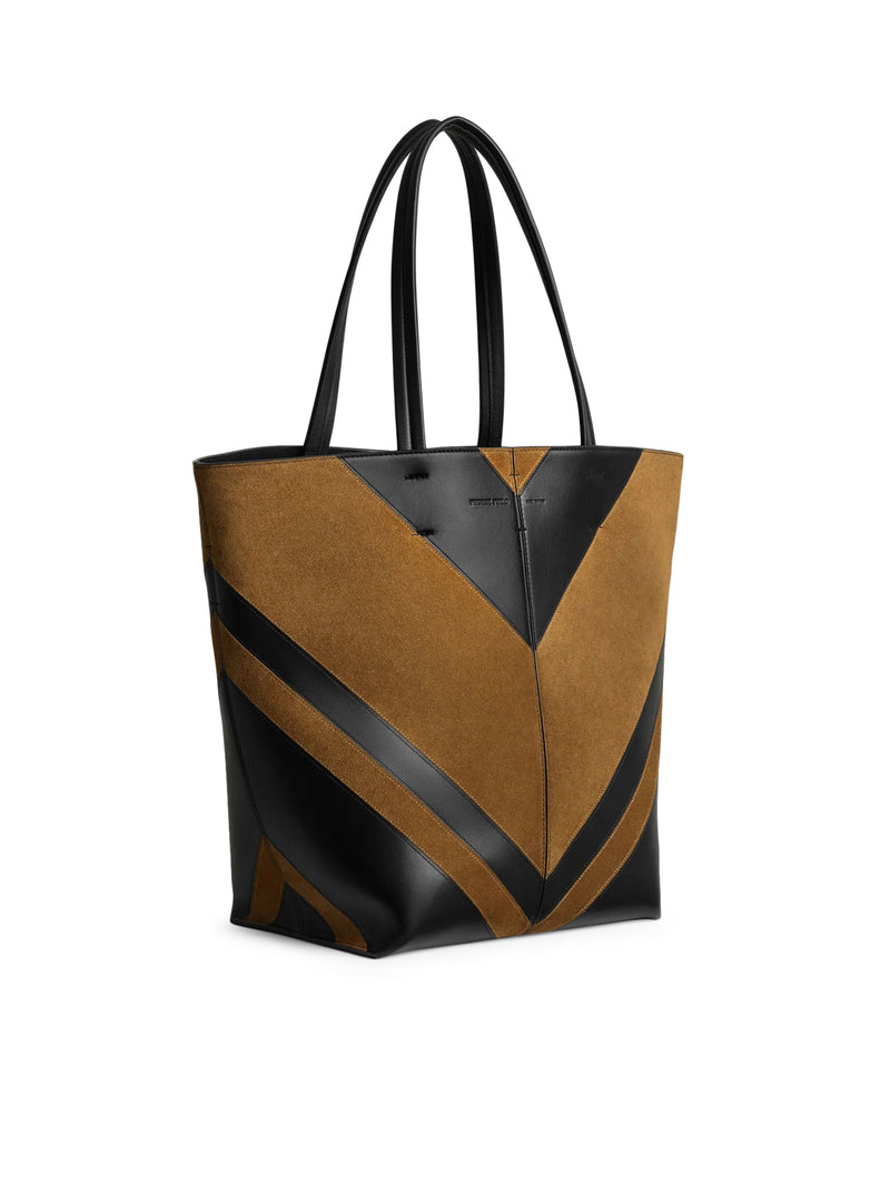 Phoebe Philo Women Pot Cabas In Black Toffee Leather And Suede