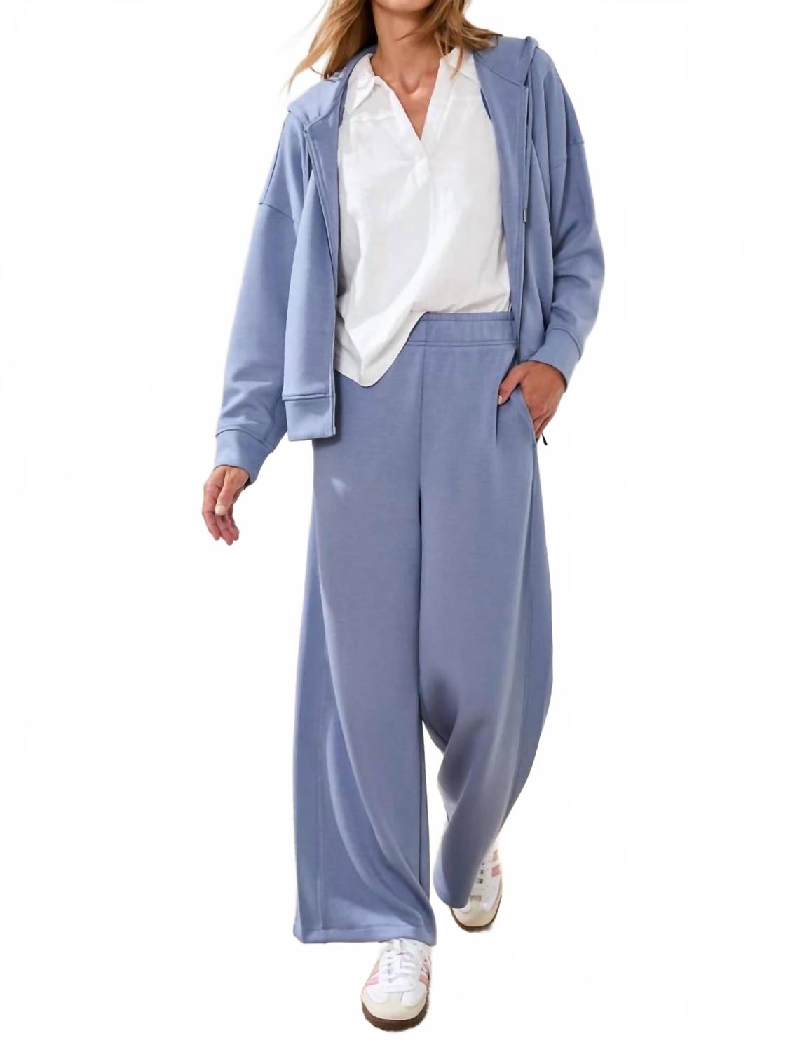 Long Sleeve Hooded Cardigan In Dust Blue