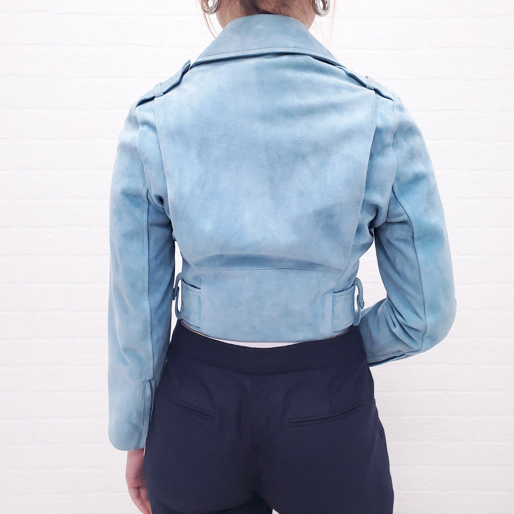 ACNE TURQUISE SUEDE BOMBER JACKET - SIZE XS