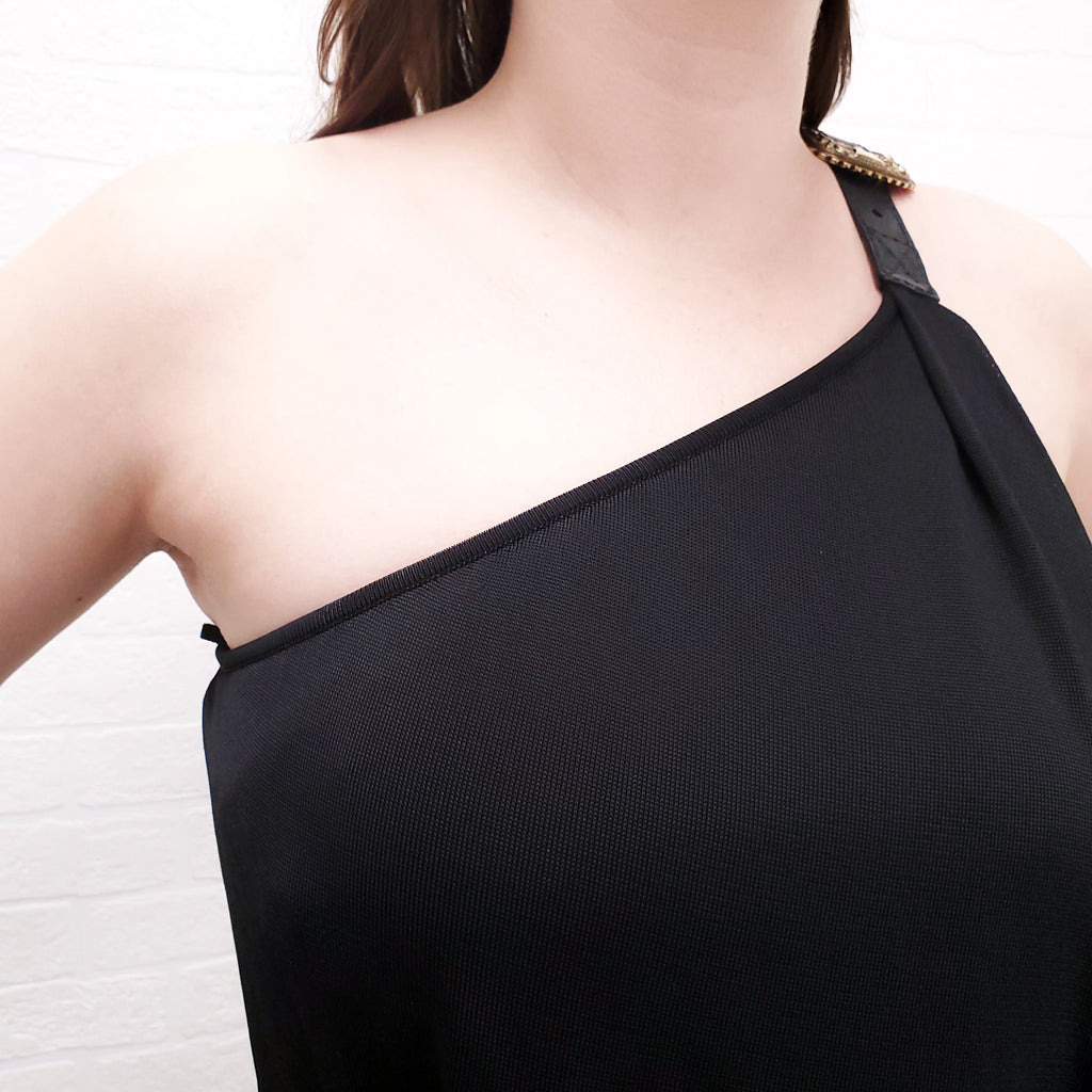 ALEXANDER MCQUEEN ONE SHOULDER WITH LEATHER BUCKLE - SIZE XS