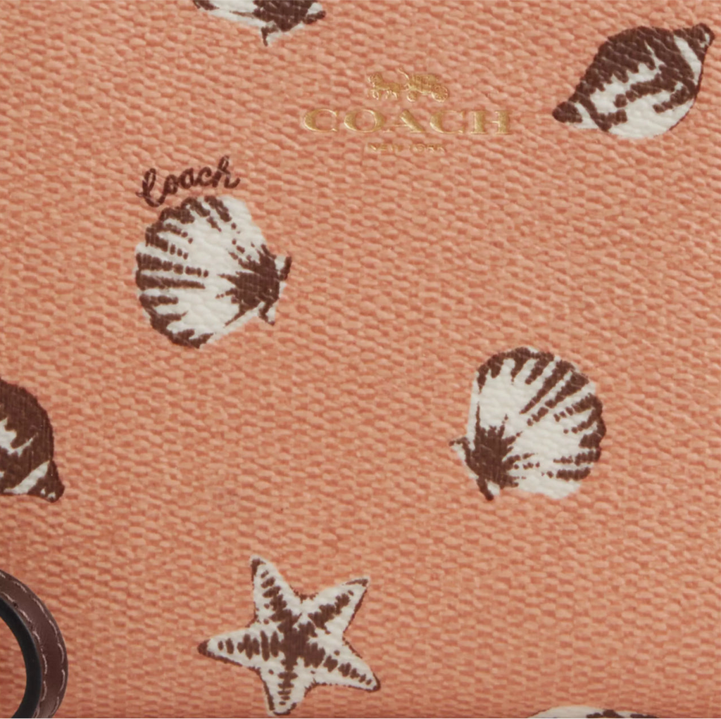 NWT Coach Corner Zip Wristlet With Shell Print