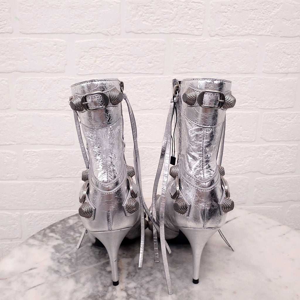 BALENCIAGA SILVER STUDDED BOOTS - SIZE 38.5