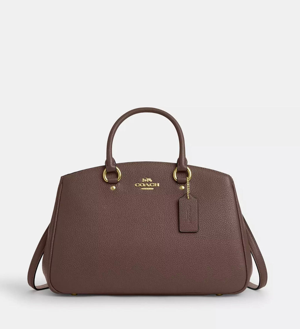 NWT Coach Savannah Carryall Leather Bag In Dark Stone