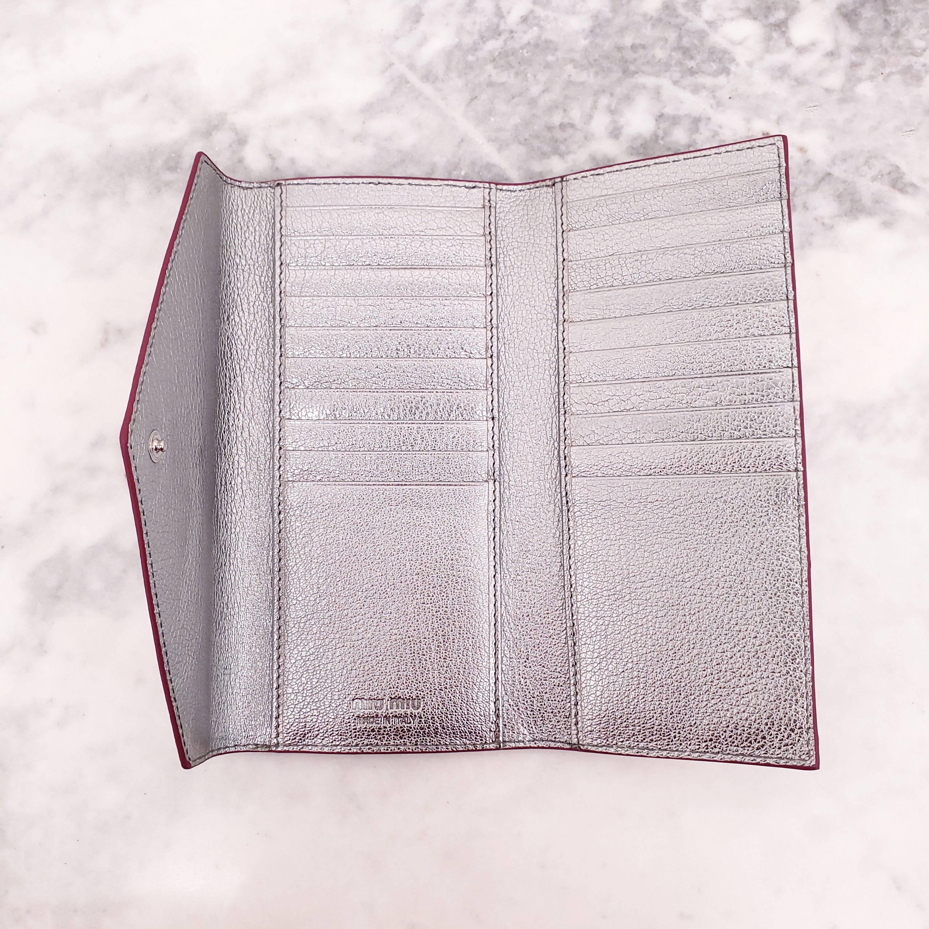 MIU MIU SILVER ENVELOPE WALLET