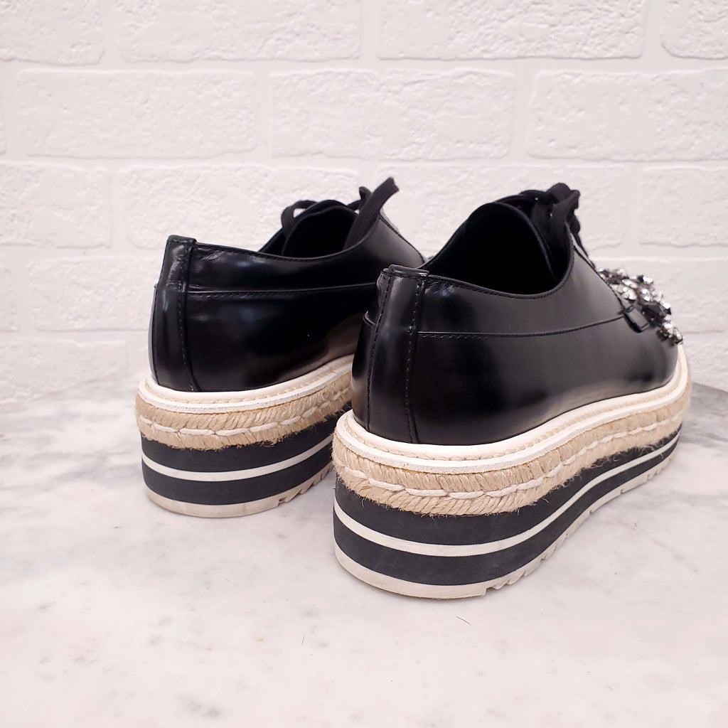 PRADA ESPADRILLES SNEAKERS WITH RHINESTONE DETAILS - SIZE 39