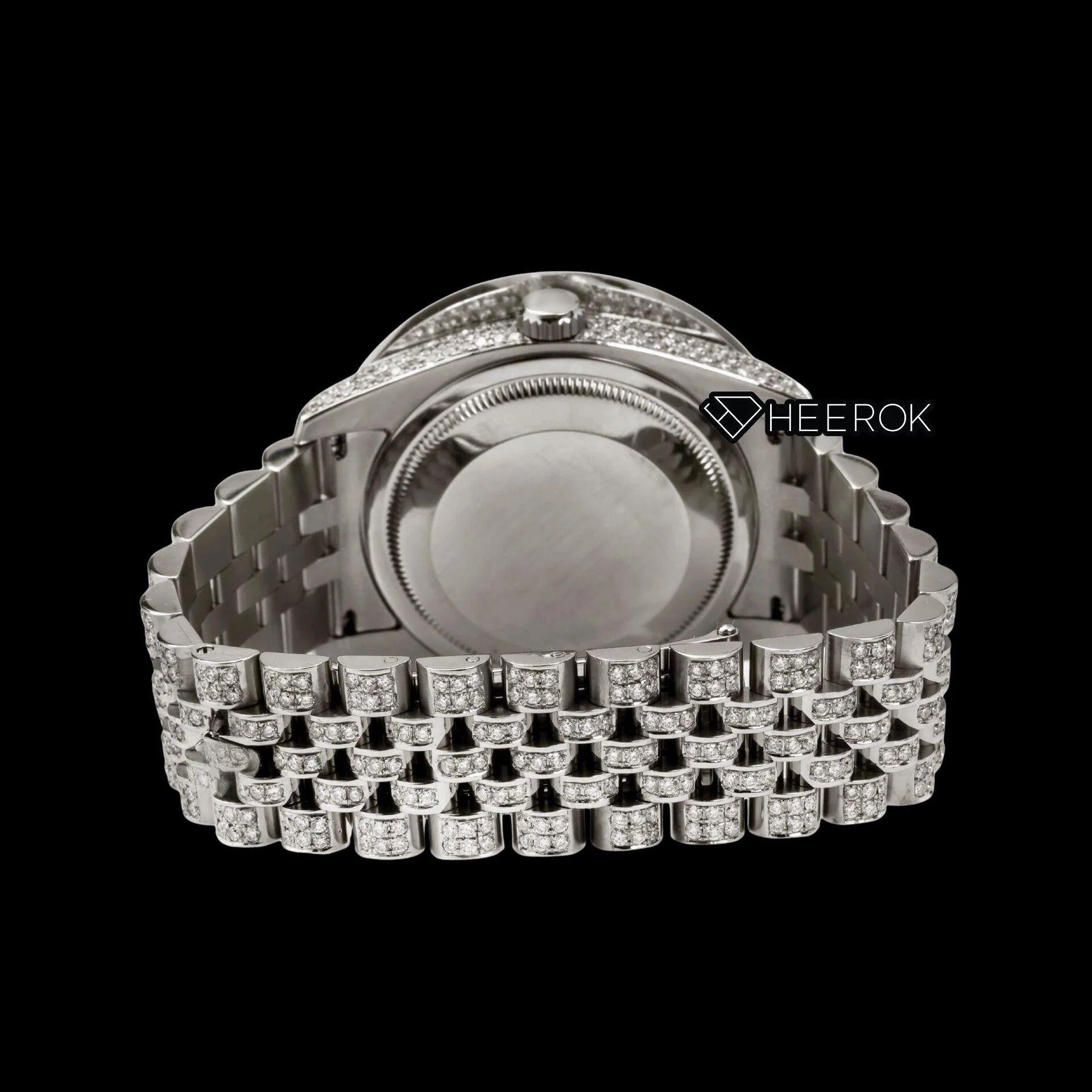 Rolex Datejust Brown Dial Roman Diamond Numerals Diamond Bezel Fully Iced Moissanite Diamond Jubilee Bracelet For Women