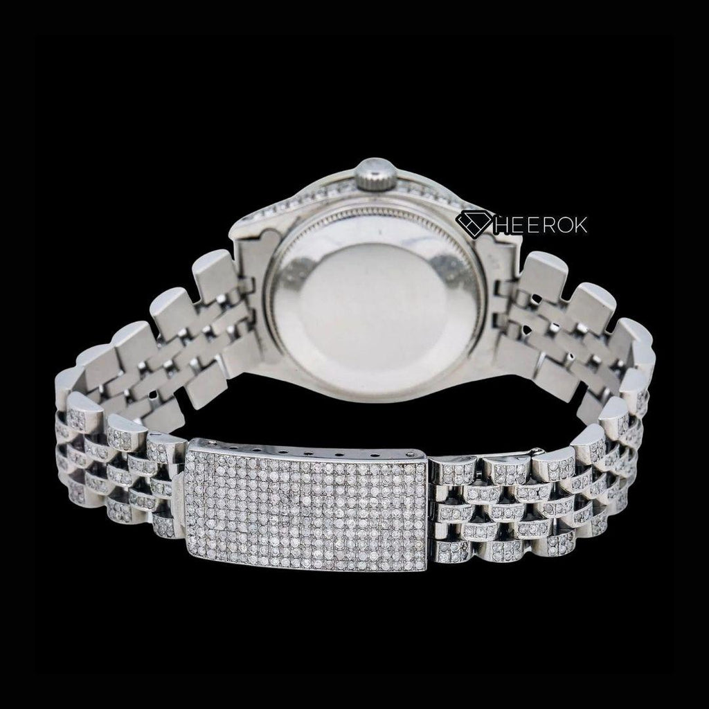 Rolex Datejust Roman Diamond Numerals Dial Diamond Bezel Fully Iced Moissanite Diamond Jubilee Bracelet For Women