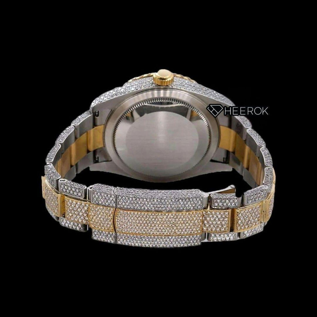Rolex Sky-Dweller Black Arabic Dial Diamond Bezel Two Tone Yellow Gold Moissanite Diamonds Oyster Bracelet For Women