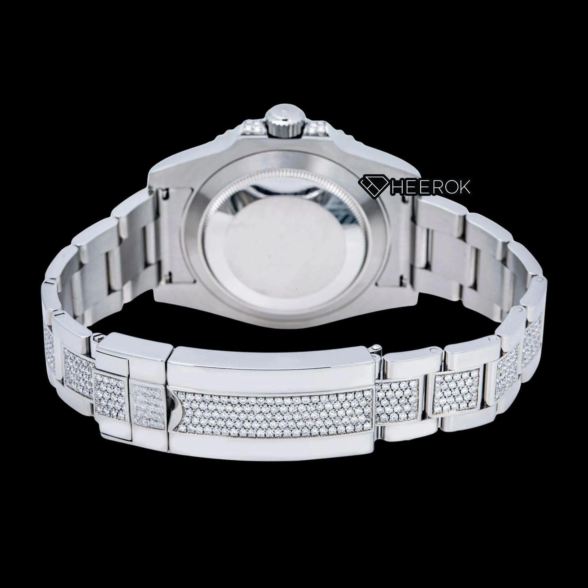 Rolex Submariner Diamond Paved Dial Diamond Markers Diamond Bezel Semi Iced Moissanite Diamond Oyster Bracelet Watch