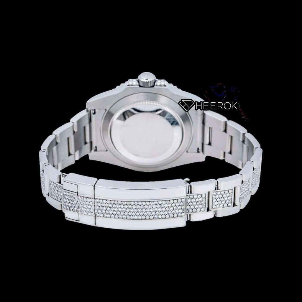 Rolex Submariner Full Pave Dial Blue Sapphire Bezel Diamond Markers Moissanite Diamond Oyster Bracelet