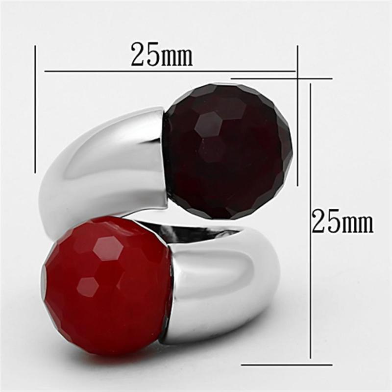 Rhodium Brass Ring with Synthetic Synthetic Glass in Multi Color