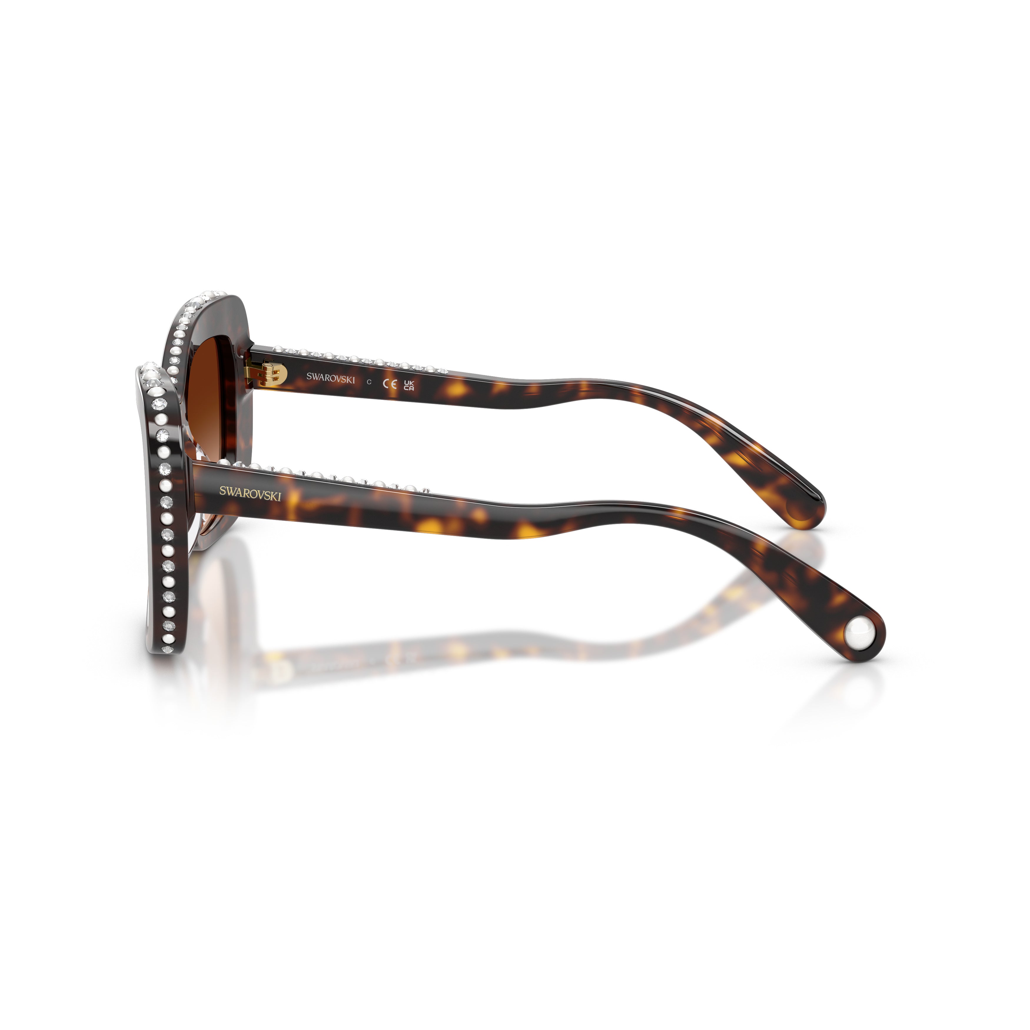 0Sk6062U Oversized Square Tortoiseshell Sunglasses with Crystal Accents