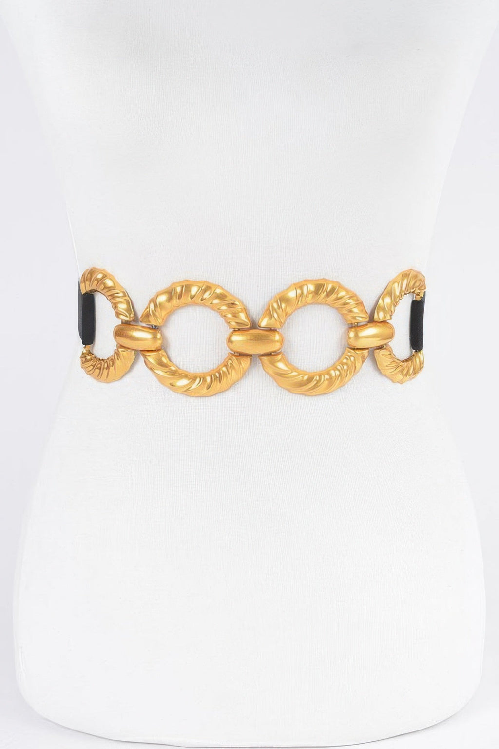 Wide Elastic Waist Belt with Multi Metal Buckle