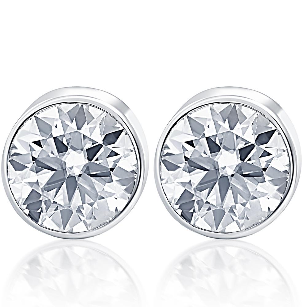 .33Ct Round Brilliant Cut Natural Quality VS2-SI1 Diamond Stud Earrings in 14K Gold Round Bezel Setting