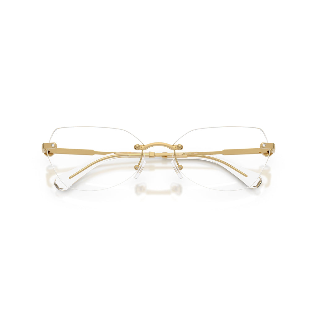 0Sk1031 Rimless Gold Metal Eyeglasses with Textured Temples