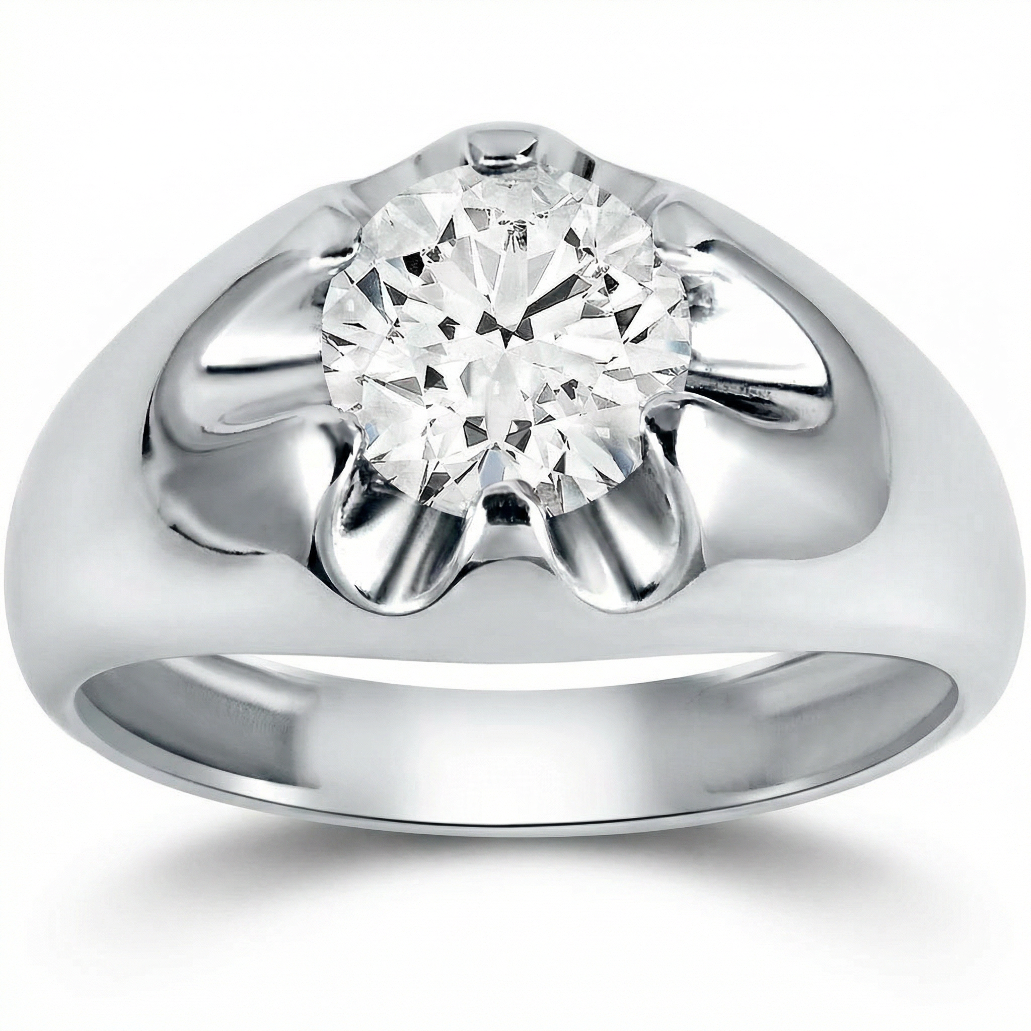 Mens 1 1/2ct Diamond Solitaire Belcher Wedding Ring 14k Gold Lab Grown