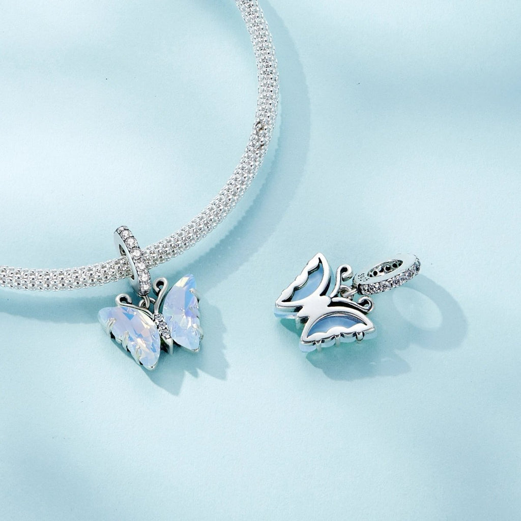 Blue Murano Glass Butterfly Dangle Charm