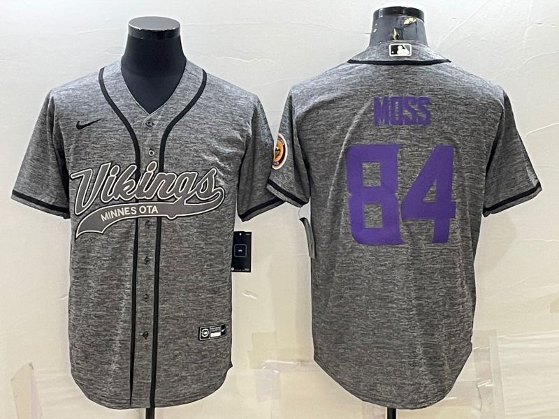 Men's Minnesota Vikings Randy Moss #84 Gray Game jersey Joint Edition