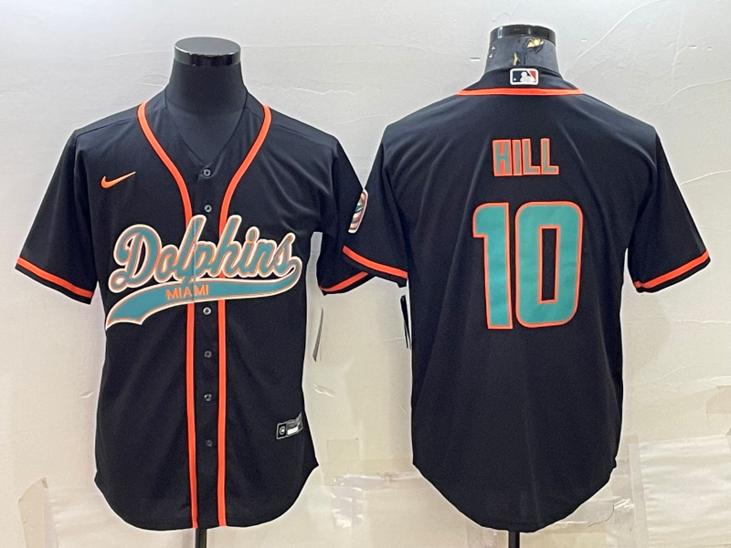 Men's Miami Dolphins Tyreek Hill #10 Black Game jersey Joint Edition