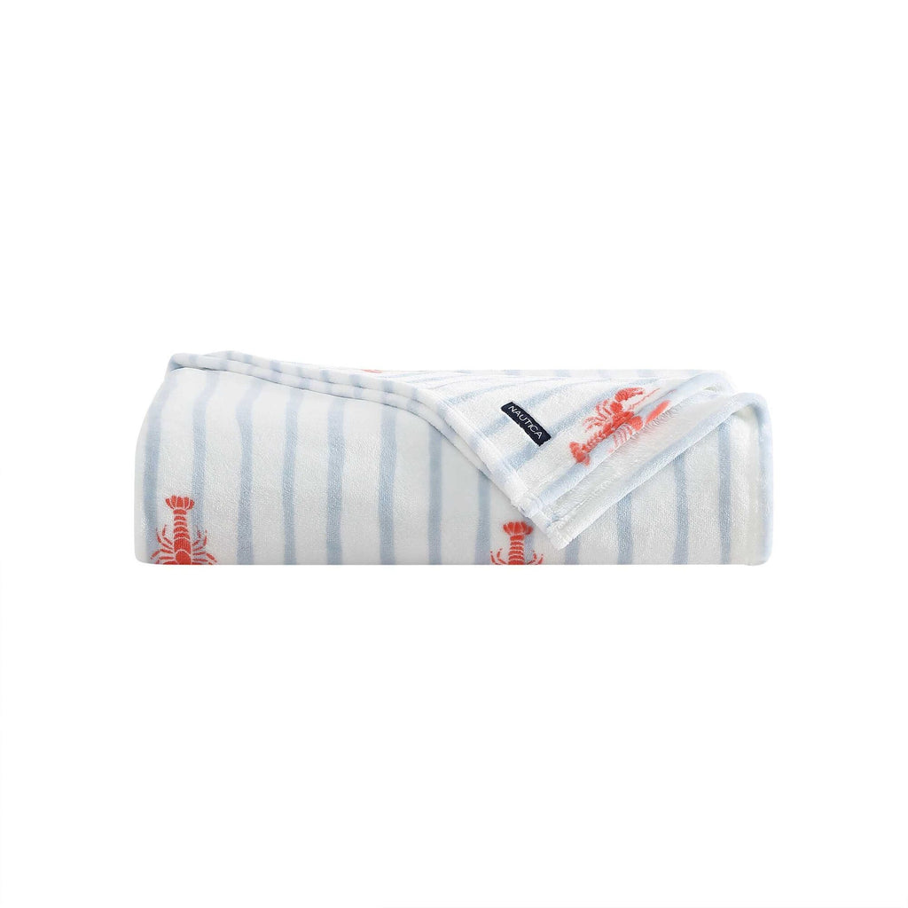 Nautica Lobster Watercolor Stripes King Blanket