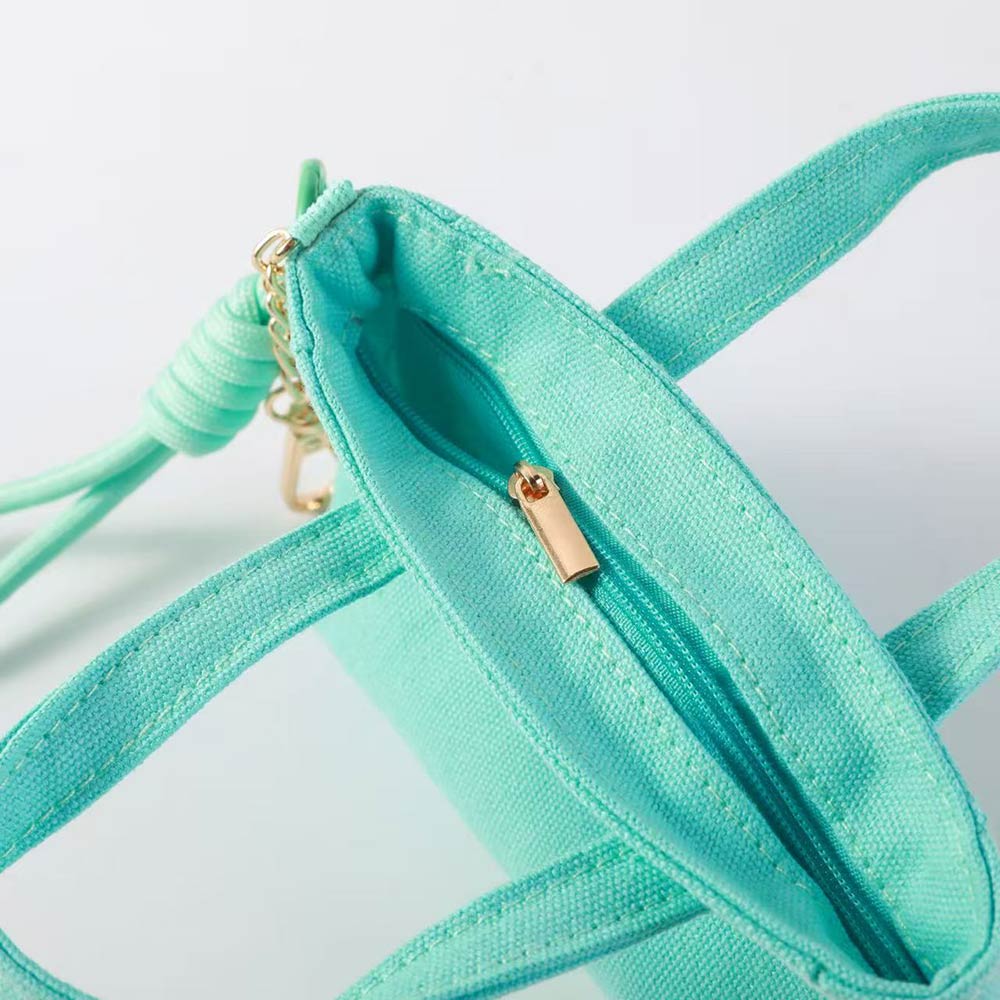 SUMMER Letter Embroidered Mini Canvas Tote Bag Keychain Bag Charm