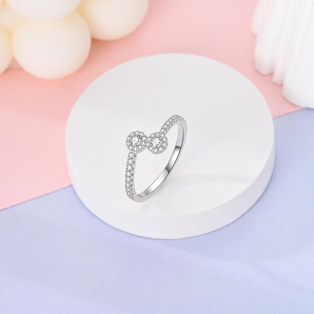 Double Cluster Crystal Band Ring
