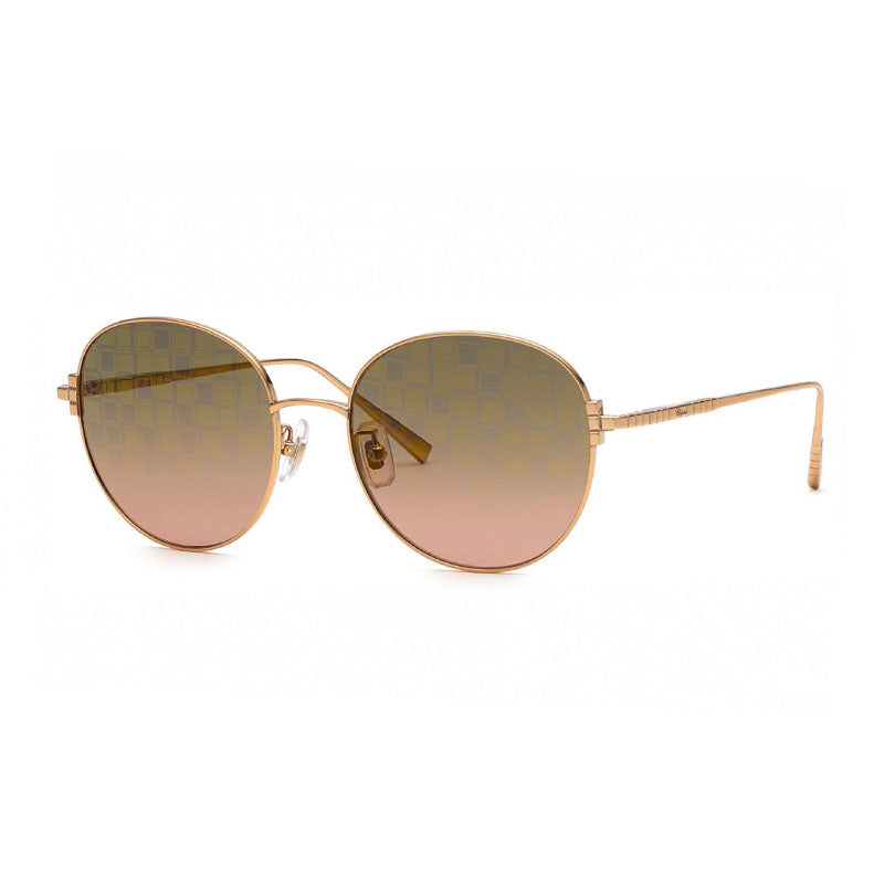 Chopard Sunglasses Round Full Rim, Shiny Gold Copper Frame And Brown Rose Lens Schl03M8Fcl