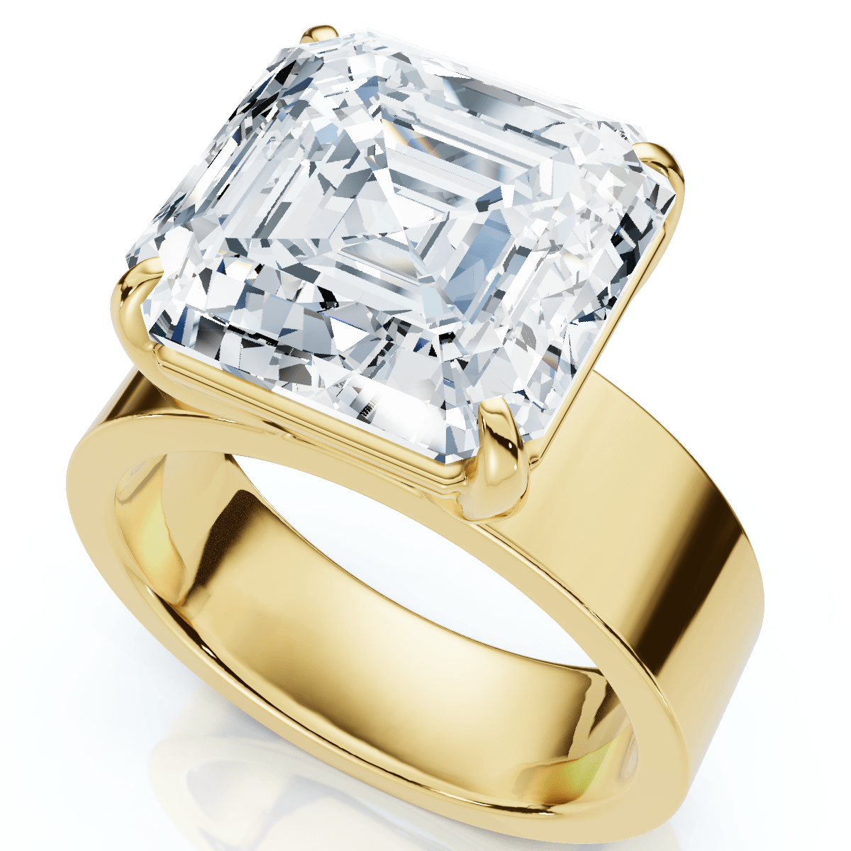 Certified 8Ct Asscher Cut Cigar Band Solitaire Diamond Engagement Ring Lab Grown