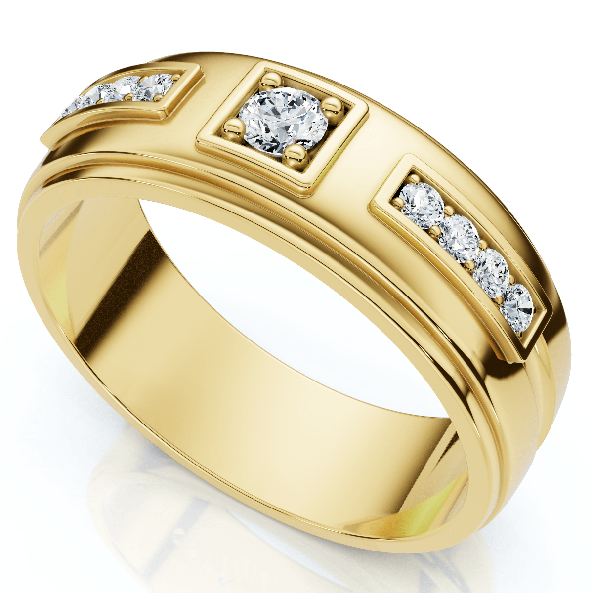 Men's 1/4Ct Matthew Diamond Wedding Ring Polished Gold 10k Lab Grown