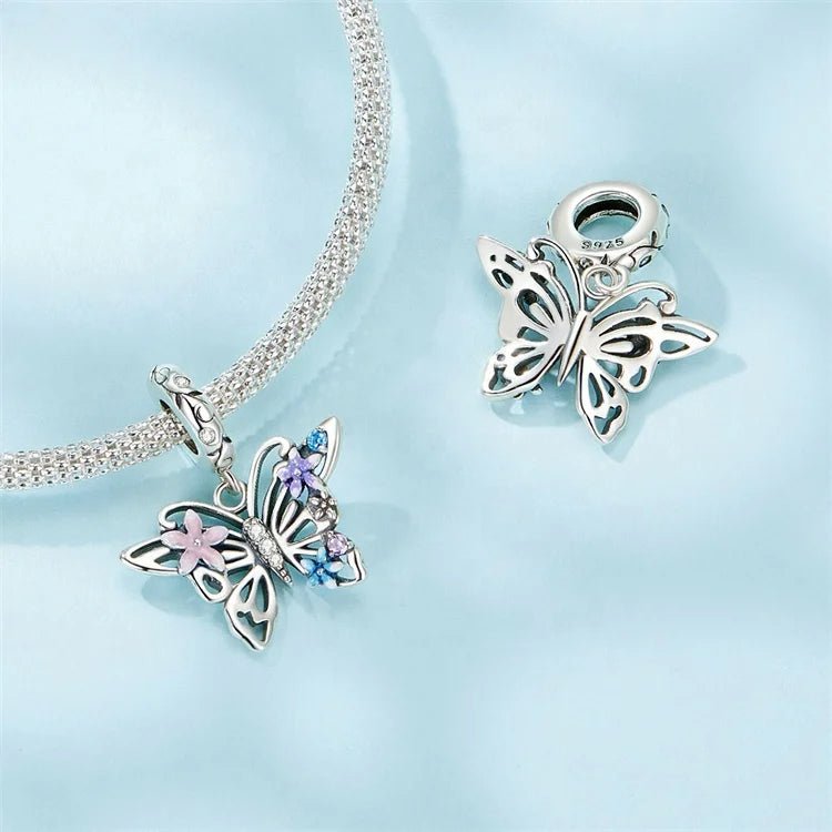 Floral Butterfly Dangle Charm