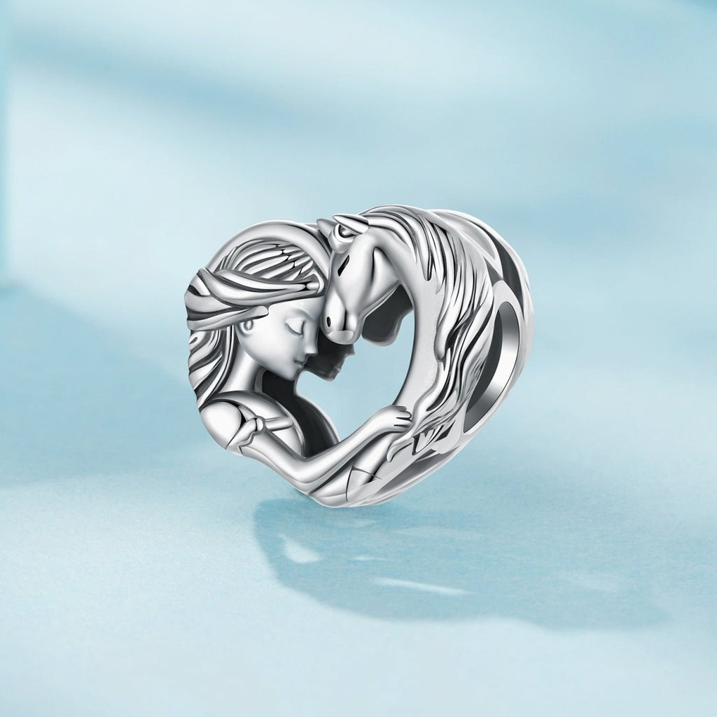 Girl & Horse Heart-Shaped Charm
