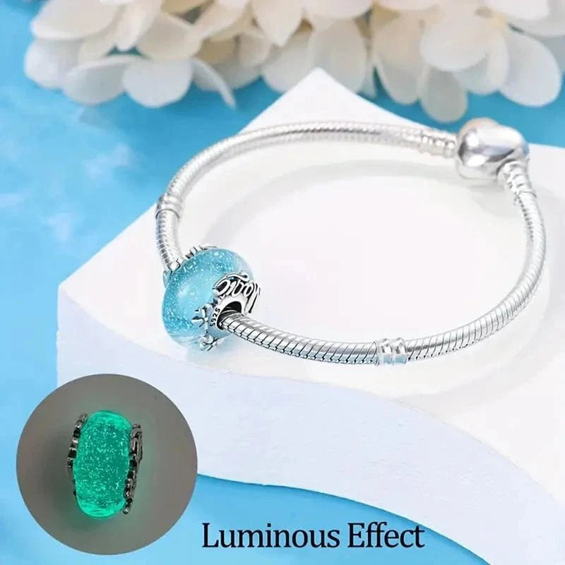 Glow in the Dark Luminous Blue Murano Charm